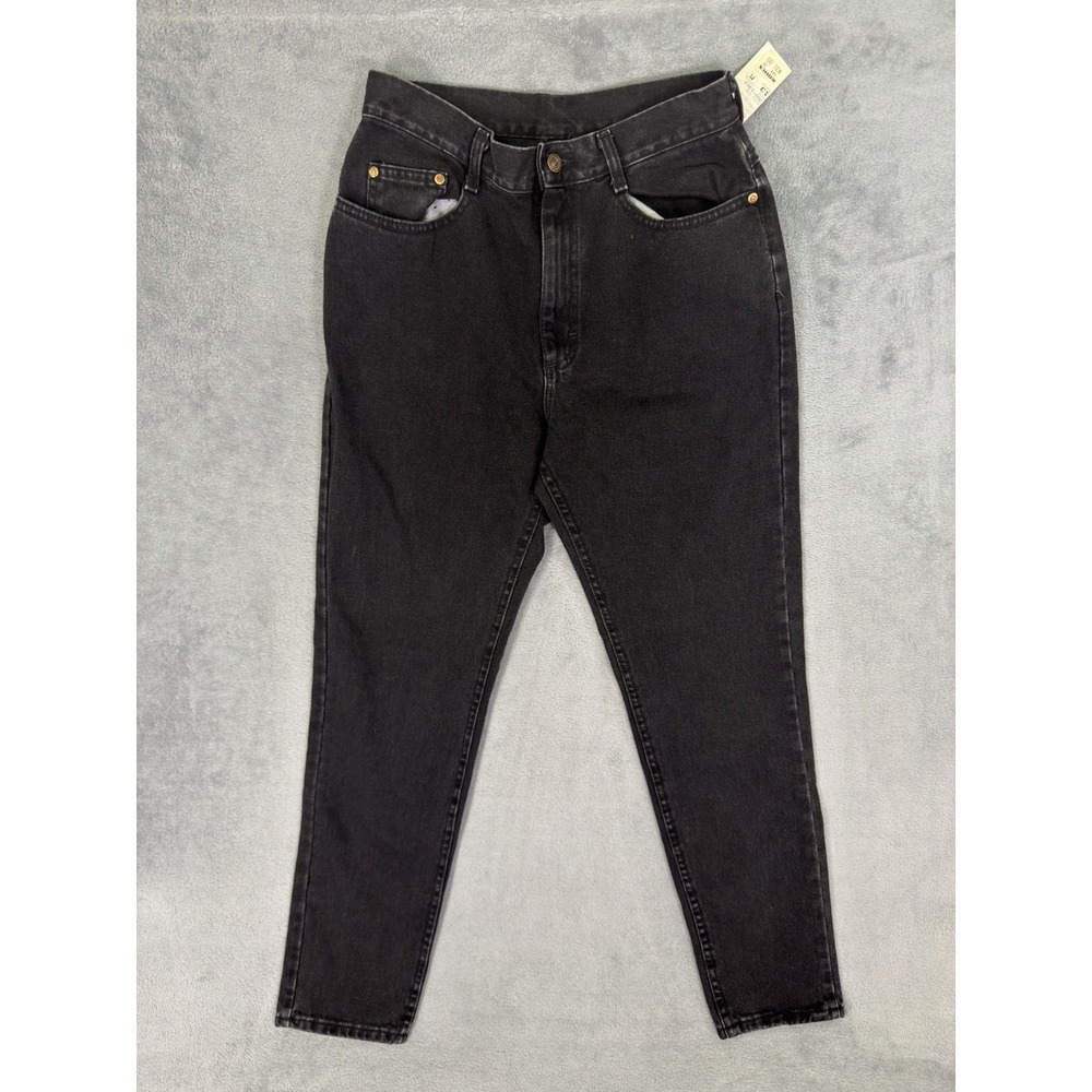 NOS Lee Jeans Junior Womens 13 Black Denim Slim Fit Tapered Vintage Made In USA